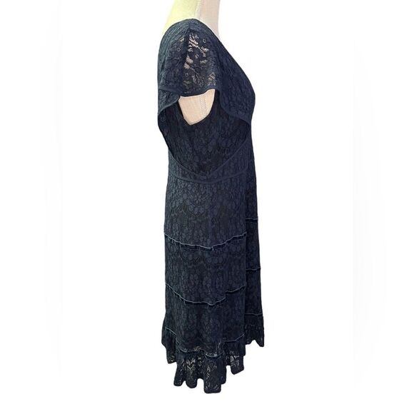 NWT Foxiedox Anthropologie Clarinda Lace Midi Dress Navy Blue Women's XL Tiered - Picture 6 of 12
